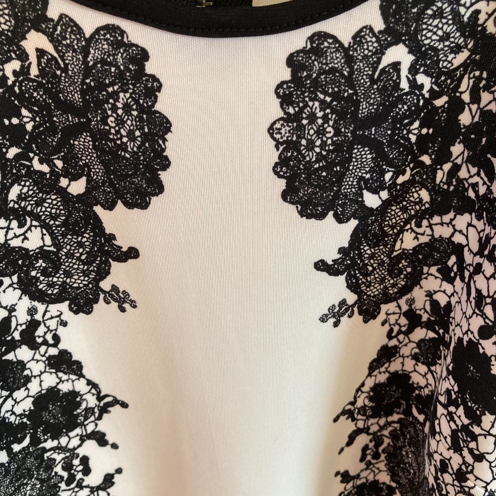 B Darlin Juniors Dress Bodycon Size 7/8 Black White Fake Lace - Picture 3 of 7